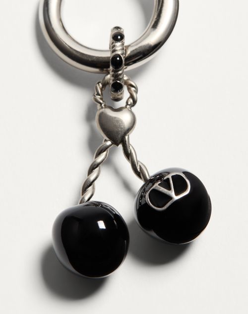 Valentino Garavani - Chez Valentino Single Earring In Metal And Enamel - Palladium - Man - Jewelry